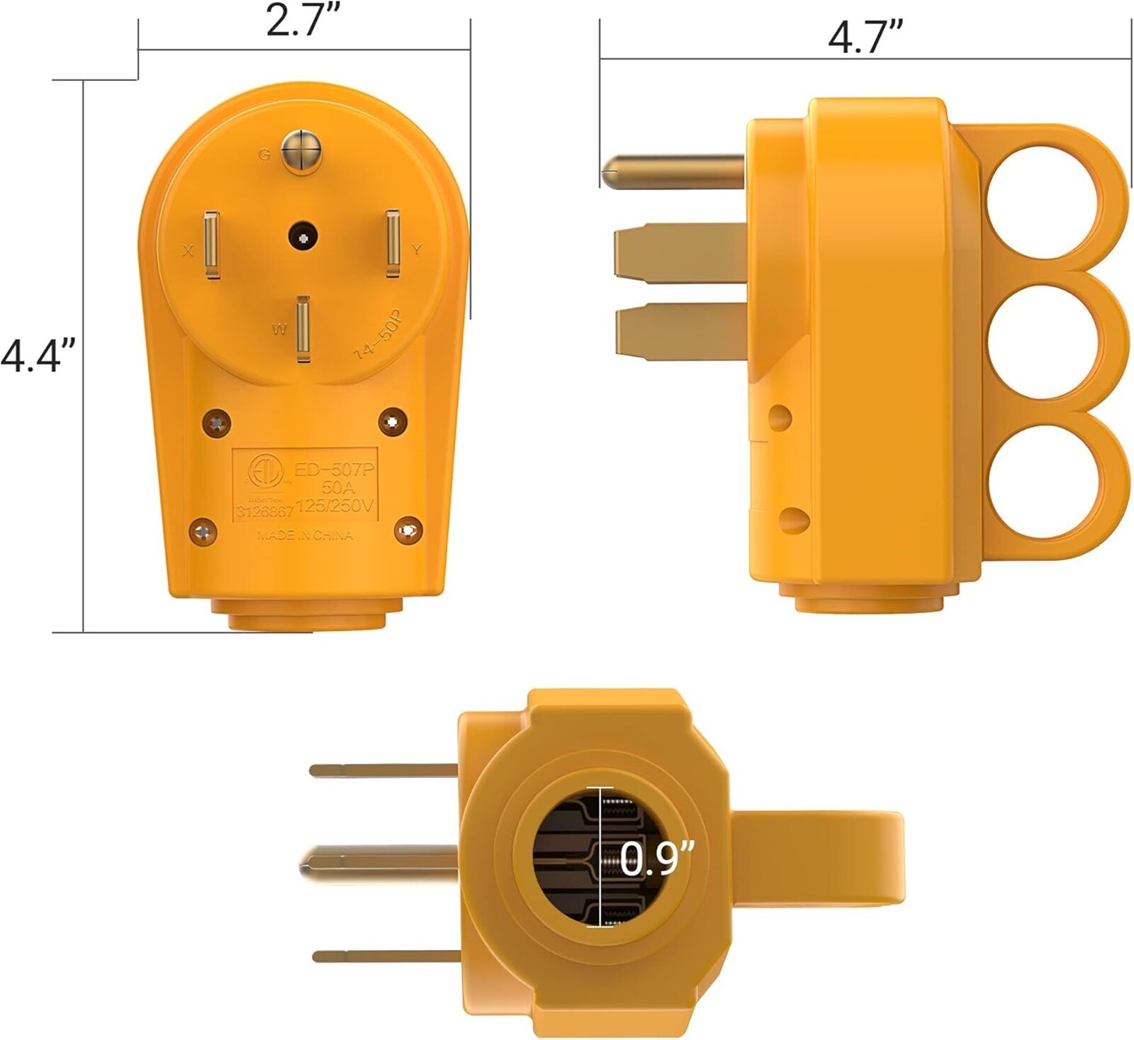 RV 50A 125/250V Receptacle Plug Male Power Cord End Replacement Electrical Plug