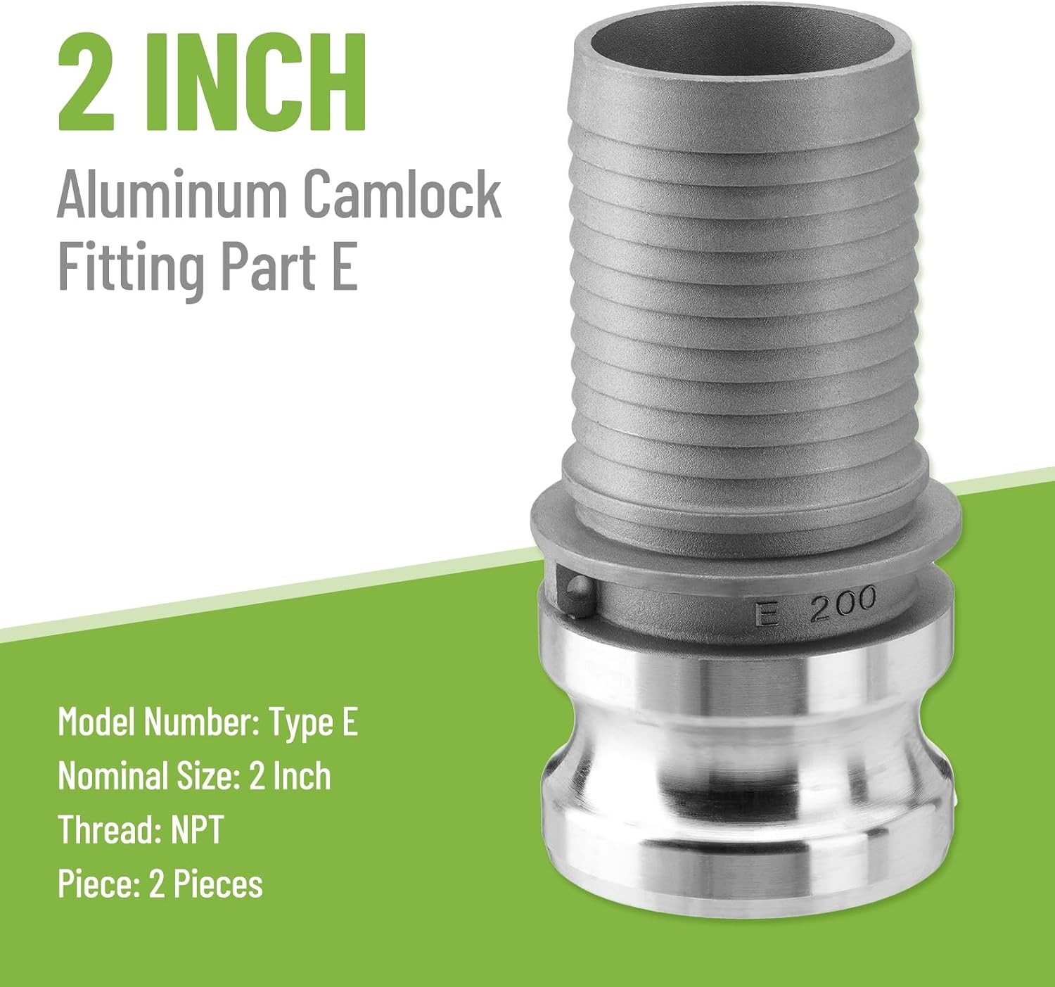 2 Sets Aluminum Camlock Fittings Type C&E 2 Inch Cam and Groove Hose Fitting A++