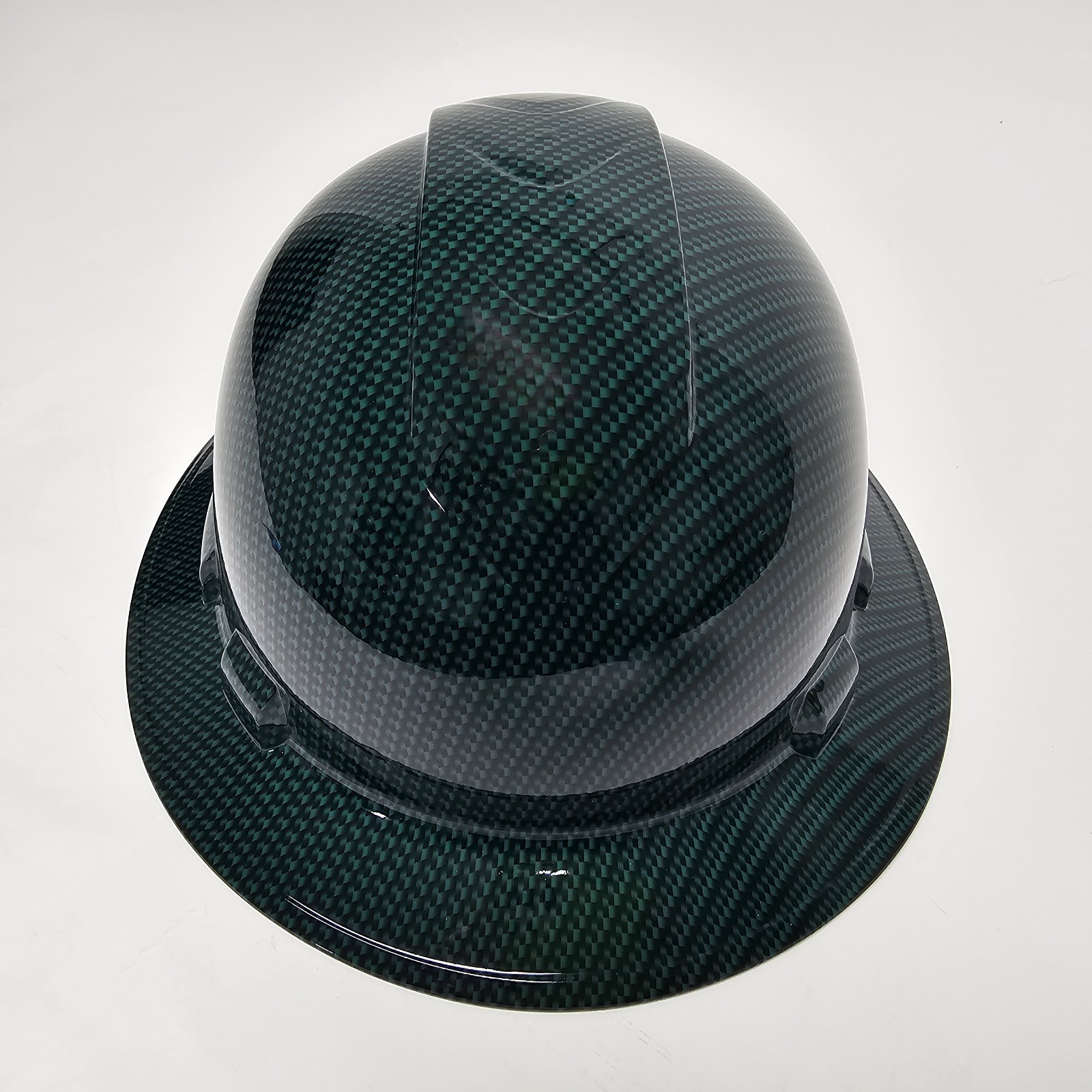 full brim hard hat custom hydro dipped IN DARK GREEN CARBON FIBER NEW