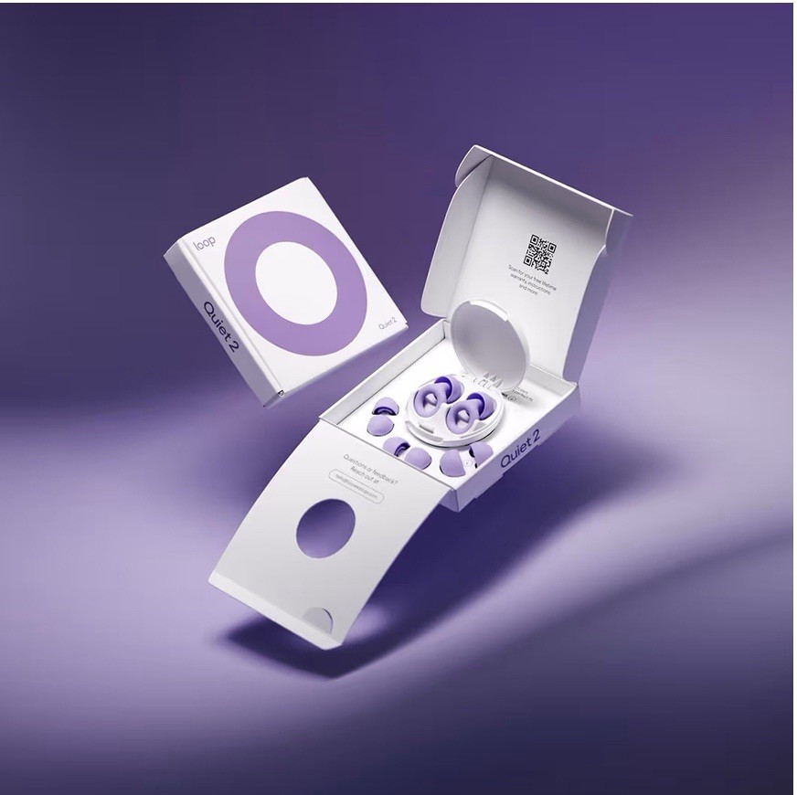Loop Quiet 2 Ear Plugs – Ultra-Comfy Reusable Noise-Reducing Earplugs, Violet