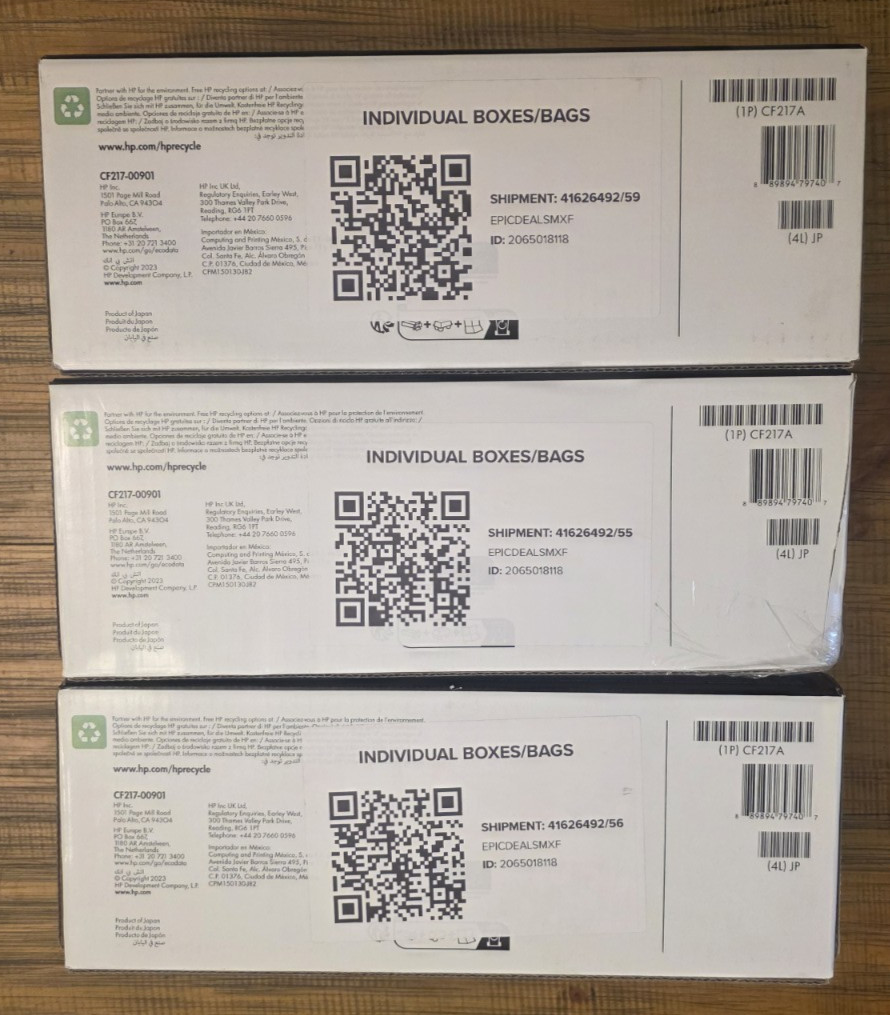 HP 17A CF217A Black Laser Jet Toner Cartridges 3 Unit New
