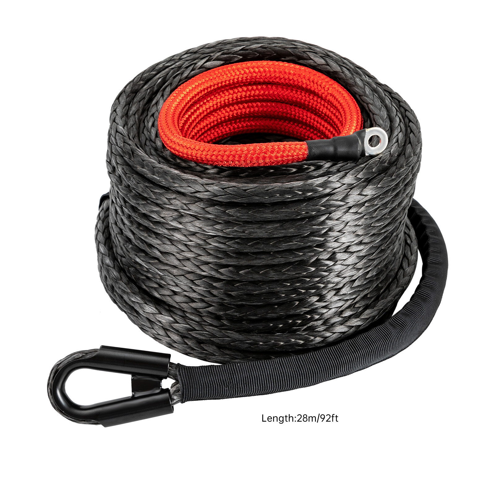 Synthetic Winch Rope Winch Line Cable With Hook 1/2″X92′ 23809 Lbs For Truck USA