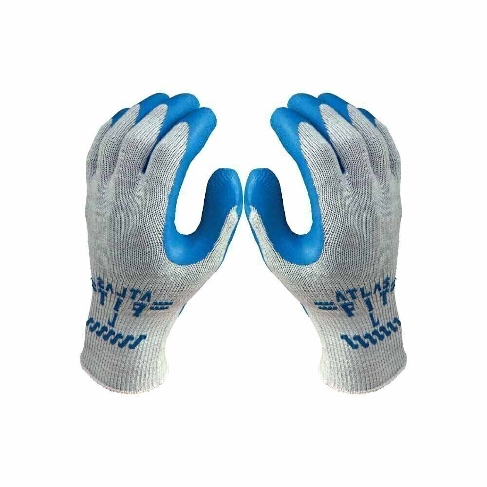 ATLAS Fit 300 Showa Latex Palm-Dipped Blue Medium Rubber Work Gloves, 24-Pairs