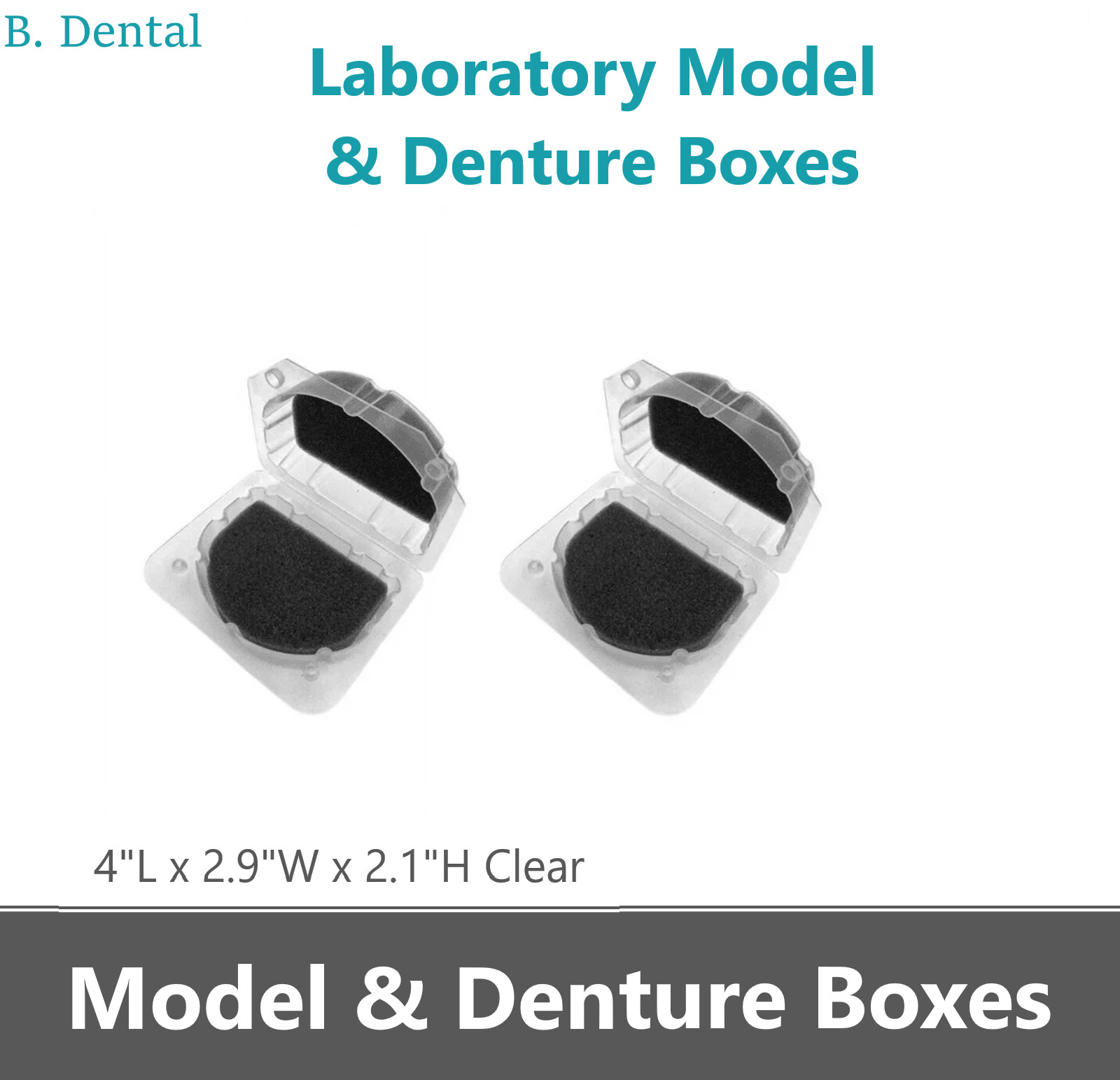AMGoods Dental Laboratory Model & Denture Boxes 4″L x 2.9″W x 2.1″H Clear, 10/Pk