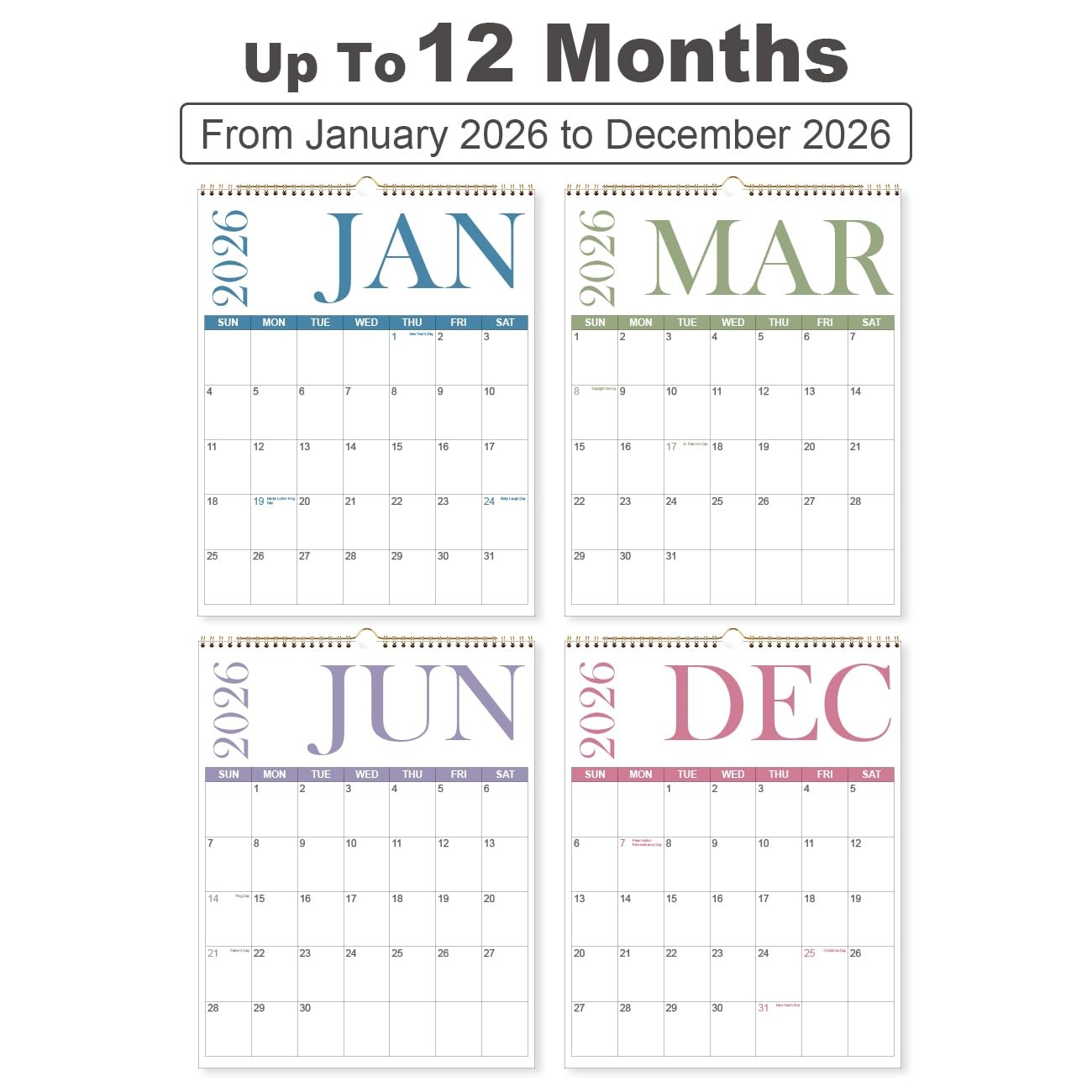2026 Calendar – 12 Monthly Wall 11″ x 14″ 12-Month Wall, BigLetter