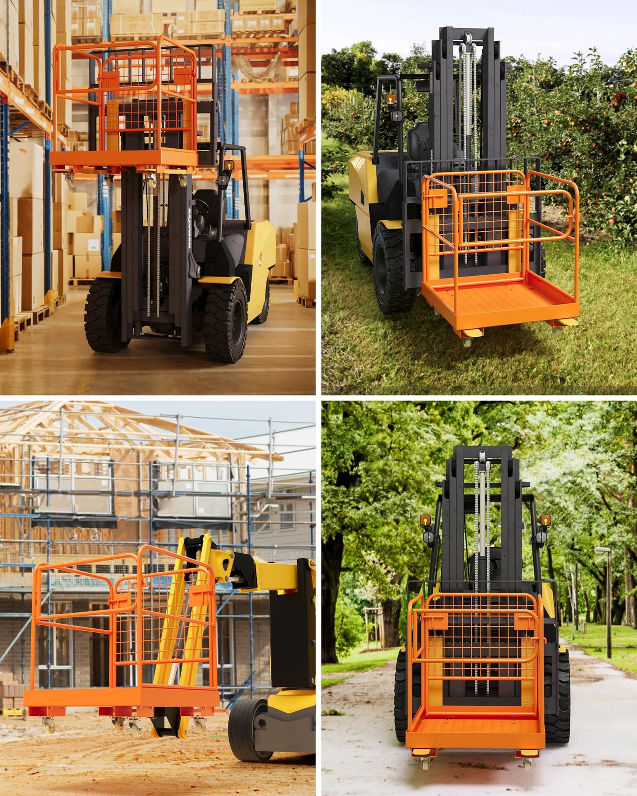1200lbs Forklift Safety Cage Heavy Duty Collapsible 36″ x 36″ Steel Man Basket