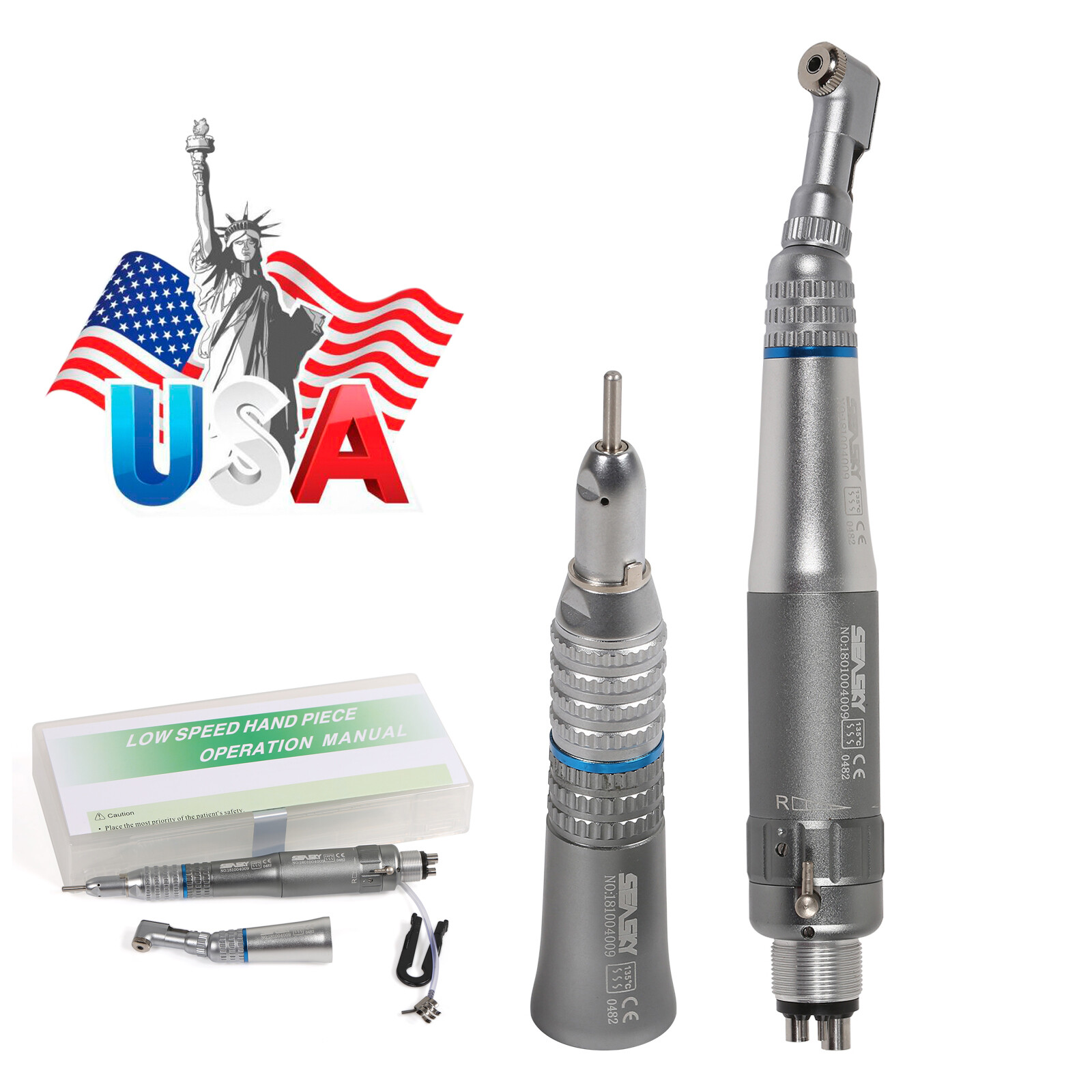NSK Style Dental Slow Low Speed Handpiece Straight Contra Angle Air Motor 4/2H