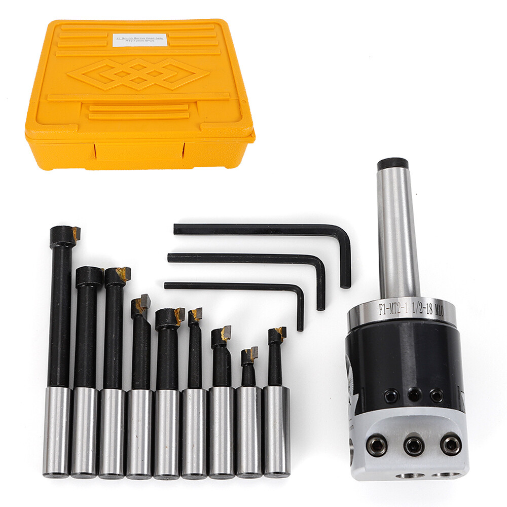 MT2-F1-9pcs Boring Head 1/2″ Carbide Boring Bar Full Set Milling NEW