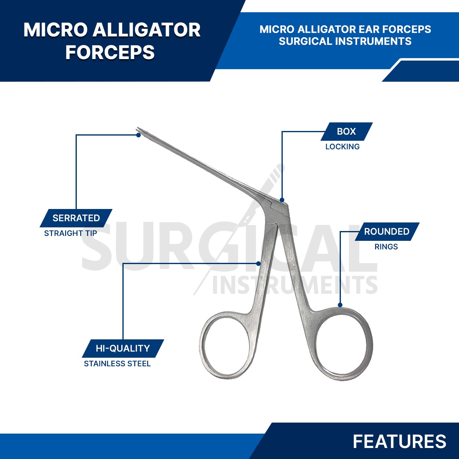 Micro Alligator Forceps 3.5″ Ophthalmic Surgical Instruments German Grade