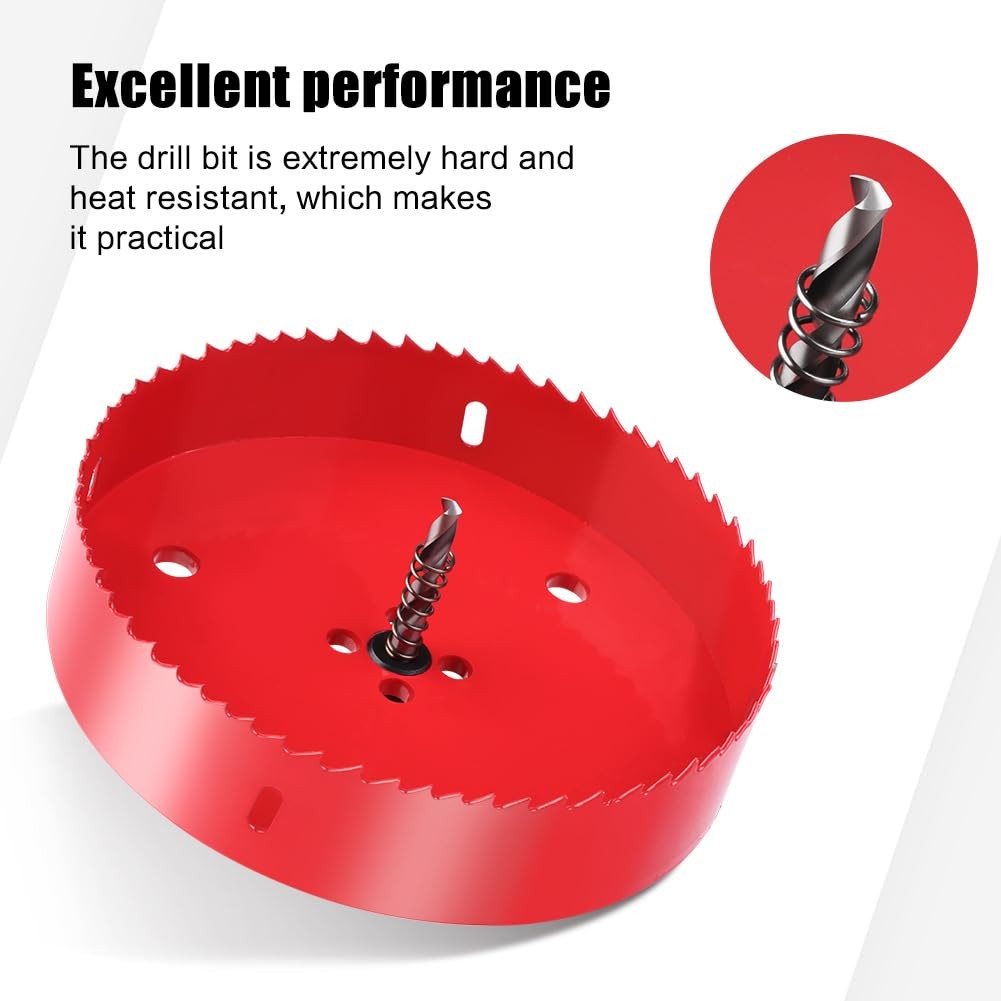 5.5 Inch Hole Saw, 5 1/2 M42 HSS Bi-Metal Cutter, 140, Red