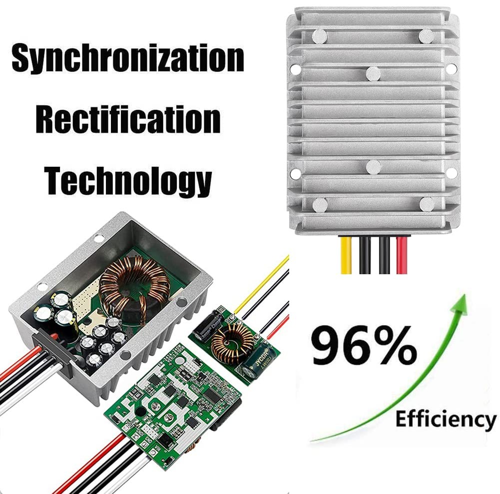 30A 360W DC 36V, 48V to 12V Voltage Converter with Fuse, Waterproof Reducer