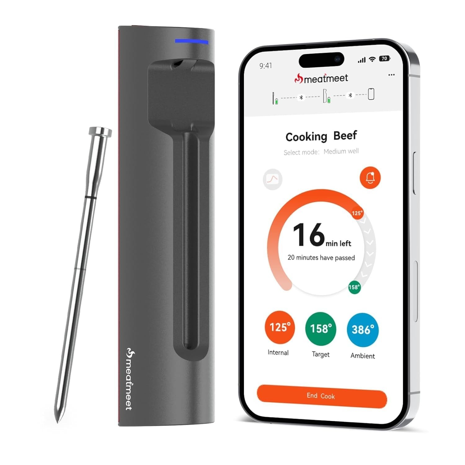 Wireless Bluetooth Meat Thermometer Digital, Smart AI Powered Cooking Thermom…