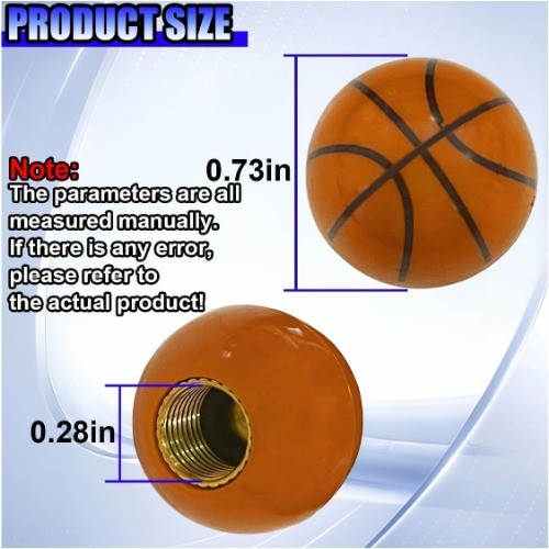 Basketball Style Tire Valve Stem Caps, 4-Pack Dust-Proof Uni Color: Basketball