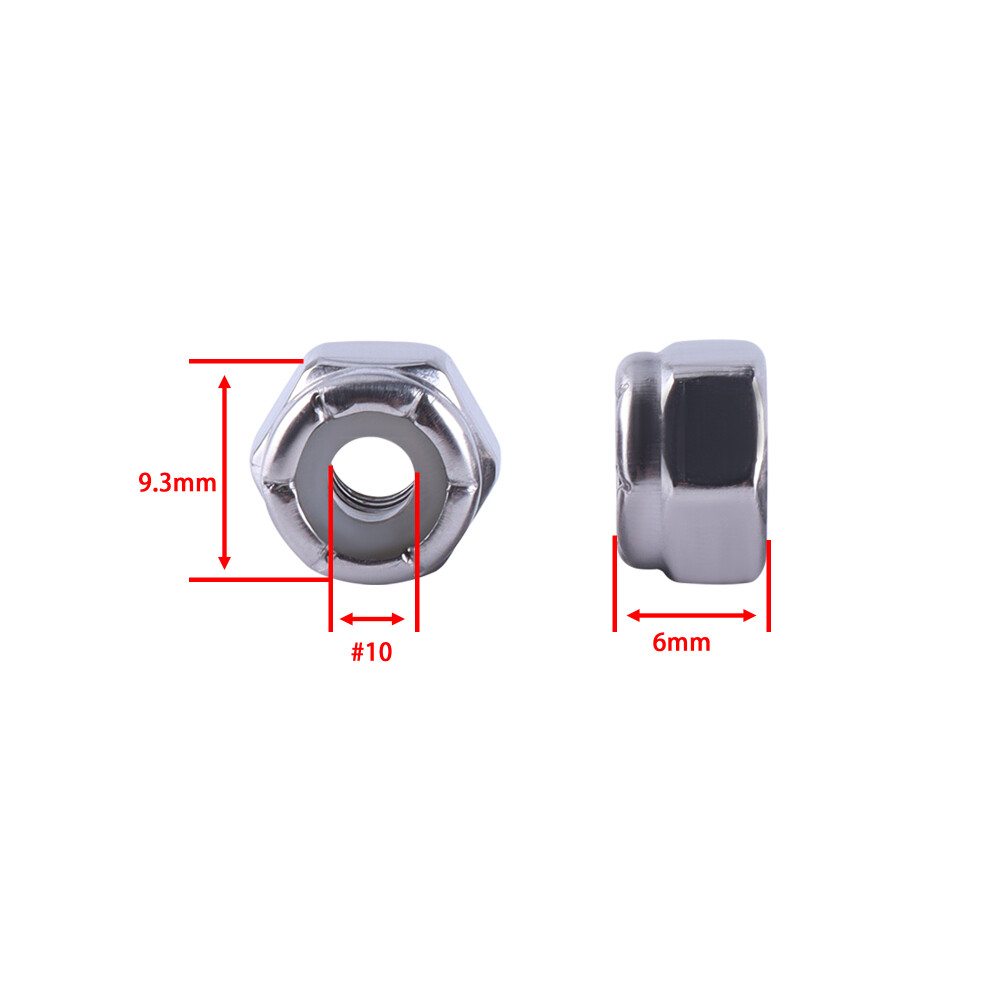 304 Stainless Steel Nylon Insert Hex Lock Nuts Nylock 10 sizes available