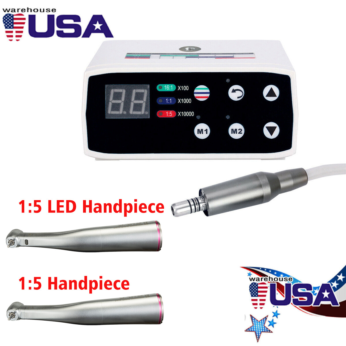 NSK Style Dental Brushless LED Electric Micro Motor 1:1/1:5 Increasing Handpiece