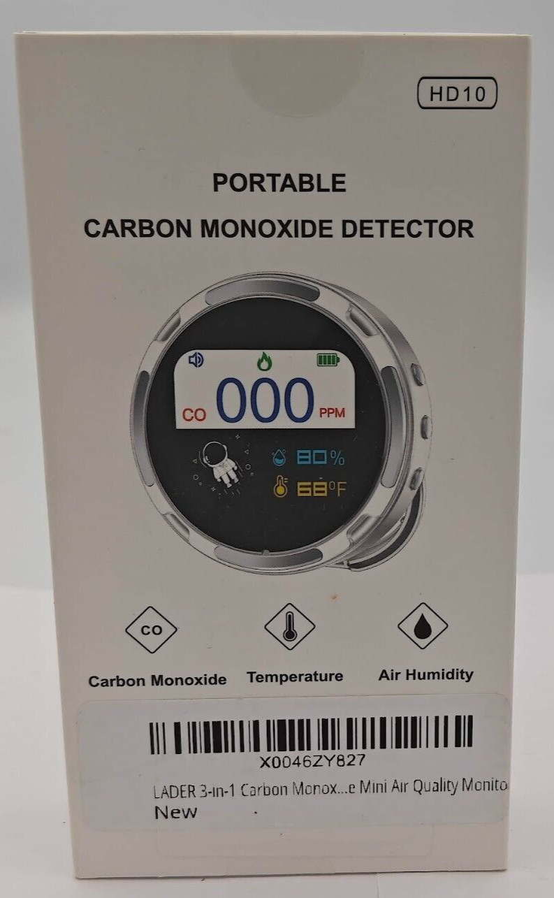 Carbon Monoxide Detector Indoor Air Quality Monitor HD10 Adjustable Brightness