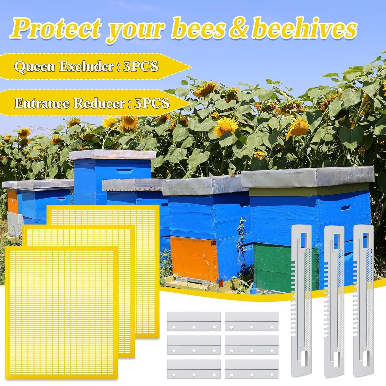 6 Pcs Plastic Queen Excluder Set 10 Frame Queen Bee Frame Beekeeping Supplies…