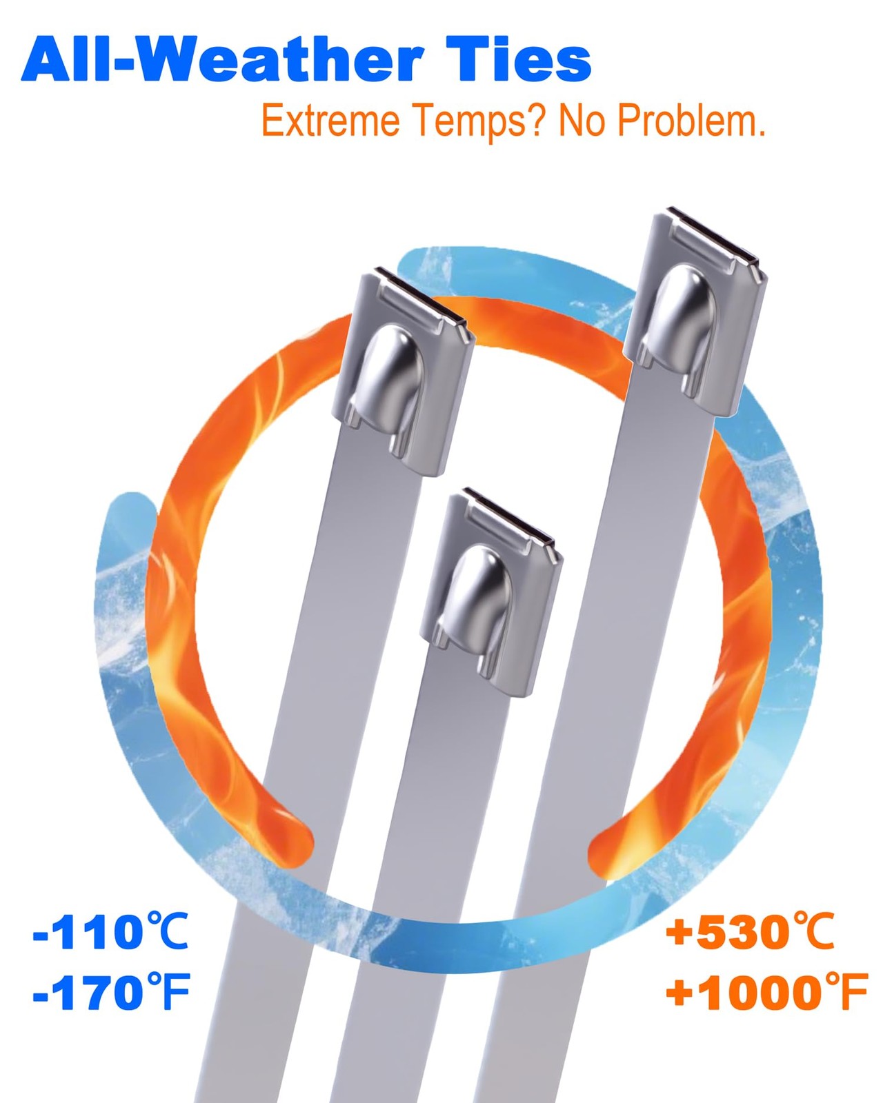 Metal Zip Tie Tool Kit Stainless Steel Tensioner 100 PCS 11.8 Inch Ties