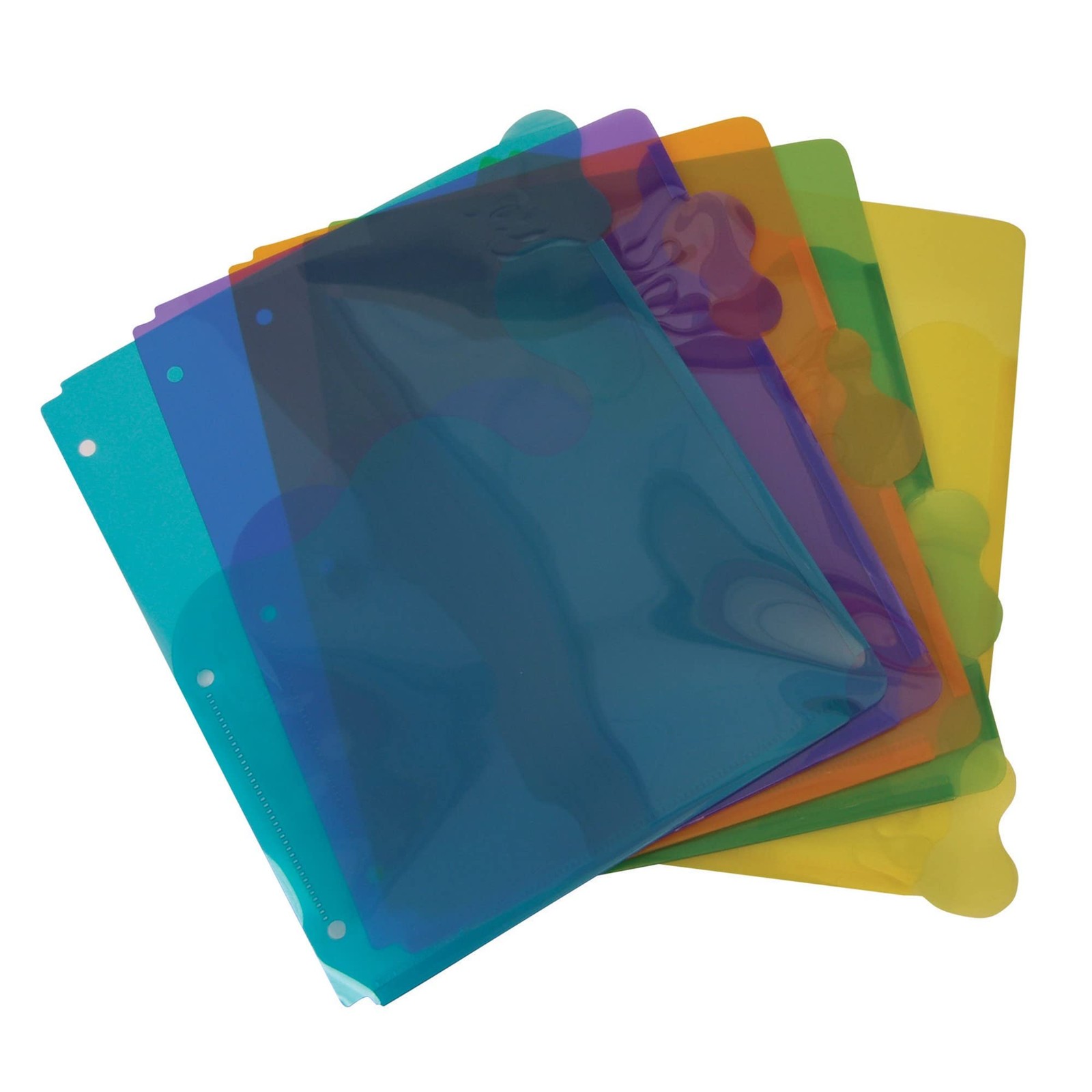 View-Tab Transparent Dividers, Student Index with Pockets, 5-Tab Set, Multico…