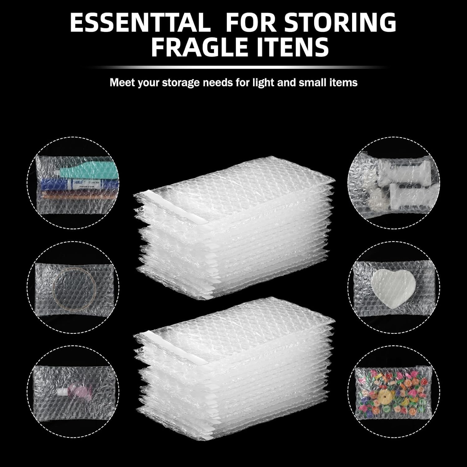 300 Pcs Clear Self Sealing Bubble Cushion Bags Double Wall Bubble Pouch Bag P…