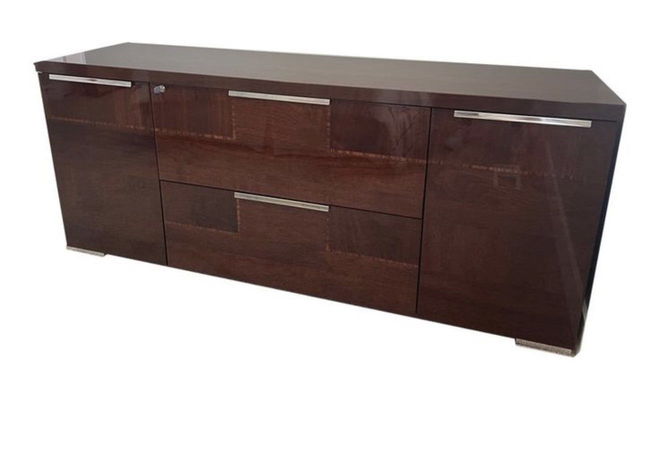 ALF Italia Pisa 72”Office Credenza in High Gloss DK Walnut