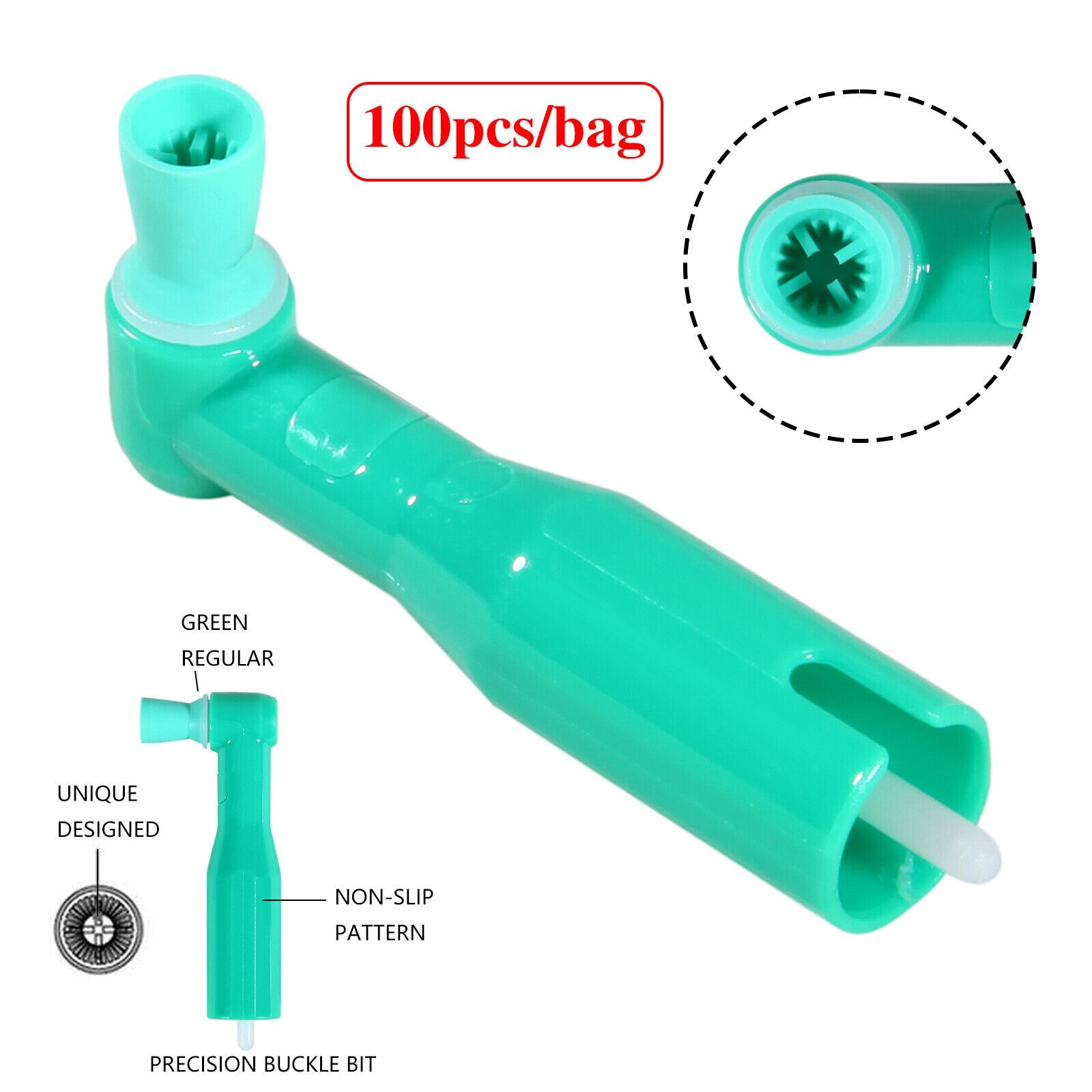 100 pcs / bag Disposable Dental Prophy right Angle Soft Cup Latex Free green USA