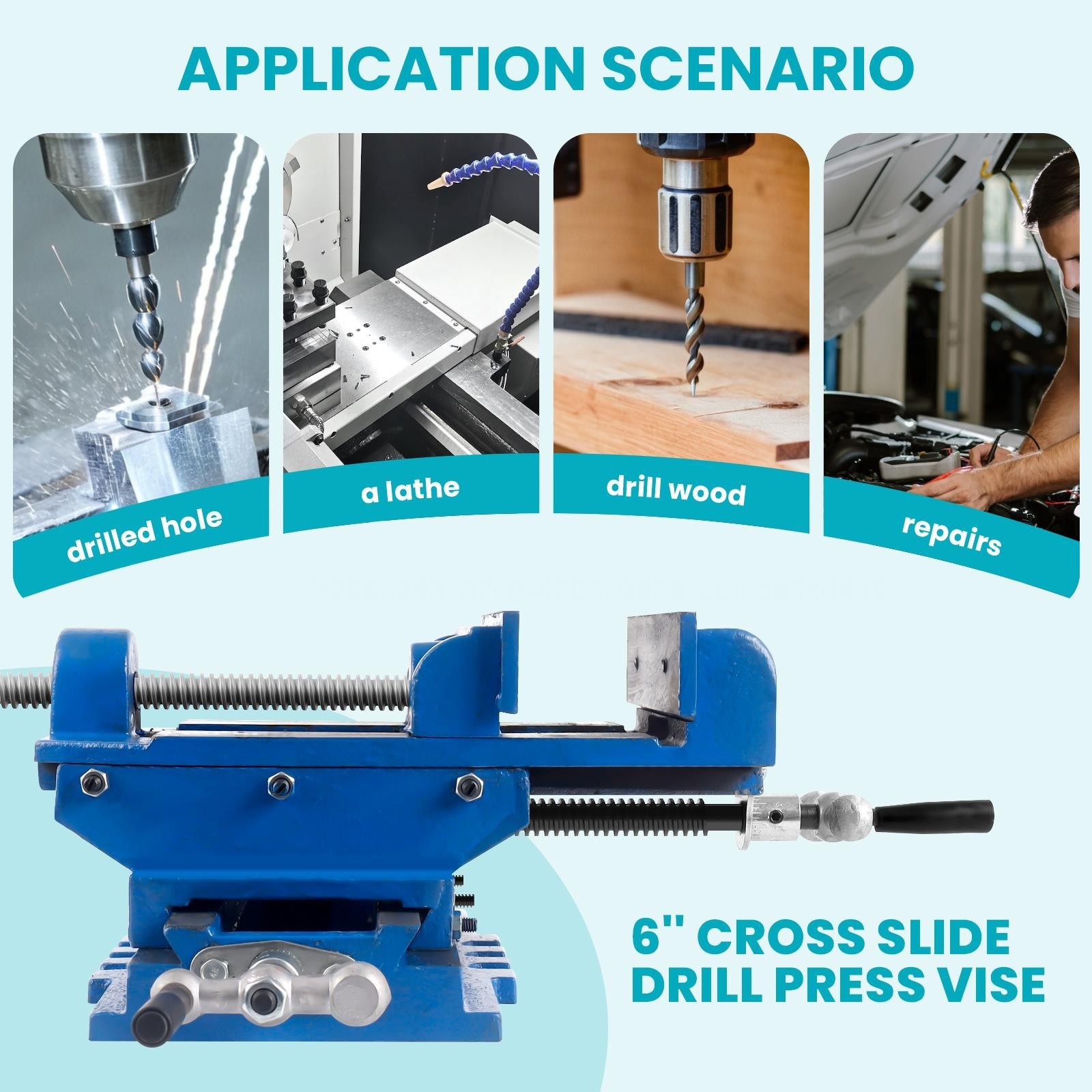 6 Inch 2 Way X-Y Drill Press Vise Blue Cross Slide Drill Press Vise w/ Dial