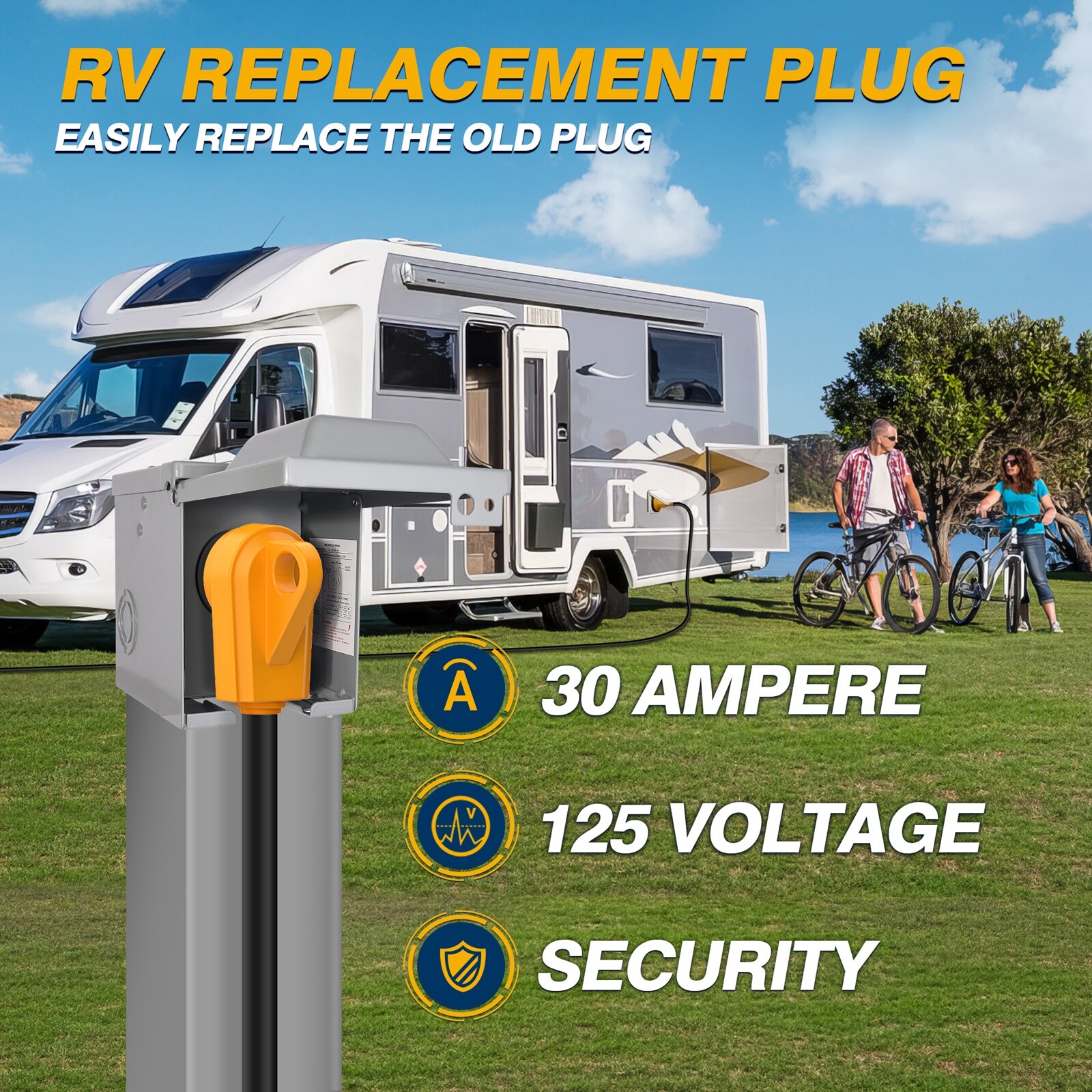 125V 30AMP RV Receptacle Plug Male Power Cord End Replacement Electrical Plug RV