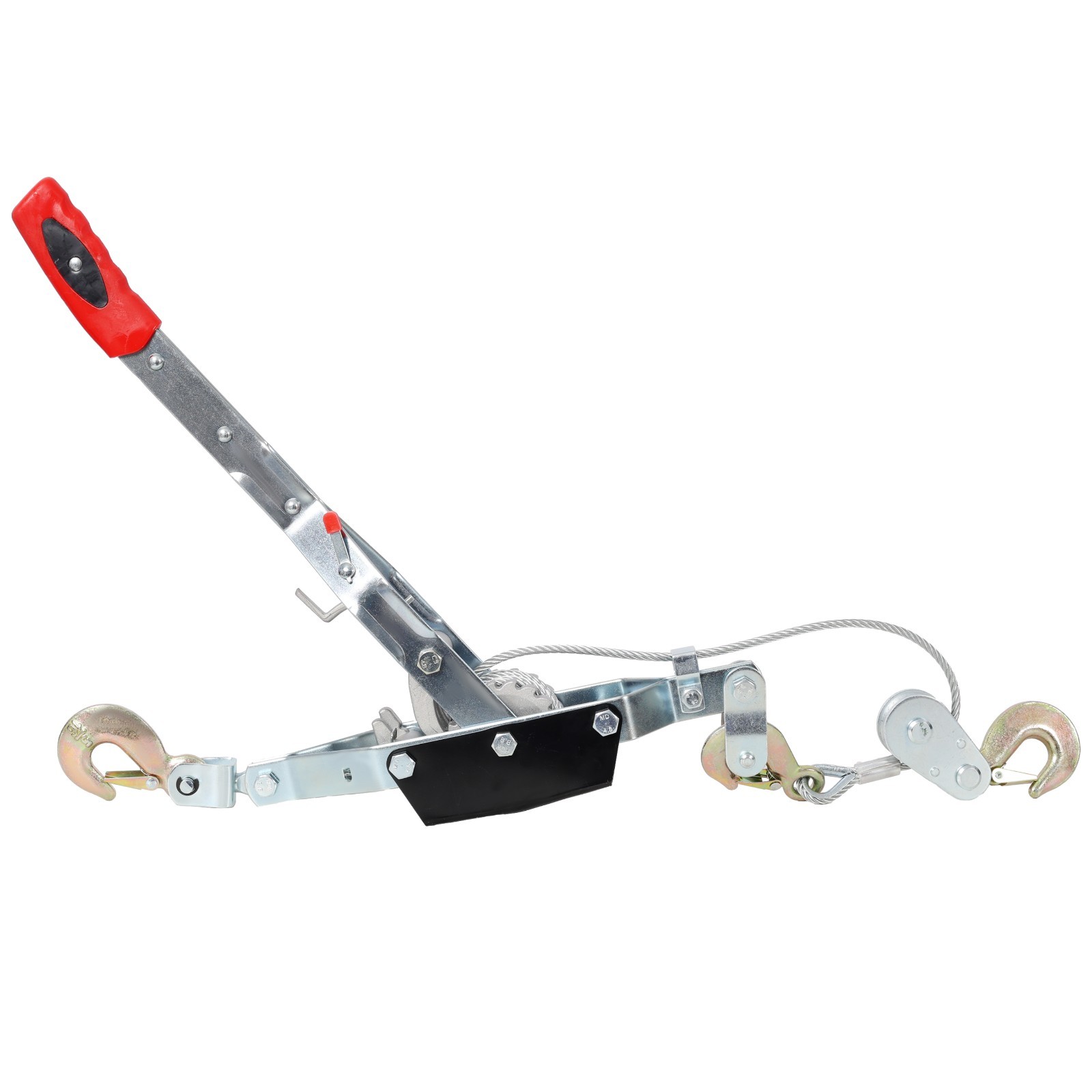 4 Ton Power Puller Hand Winch Steel Cable Puller Double Gear w/3-Hook 12FT Cable