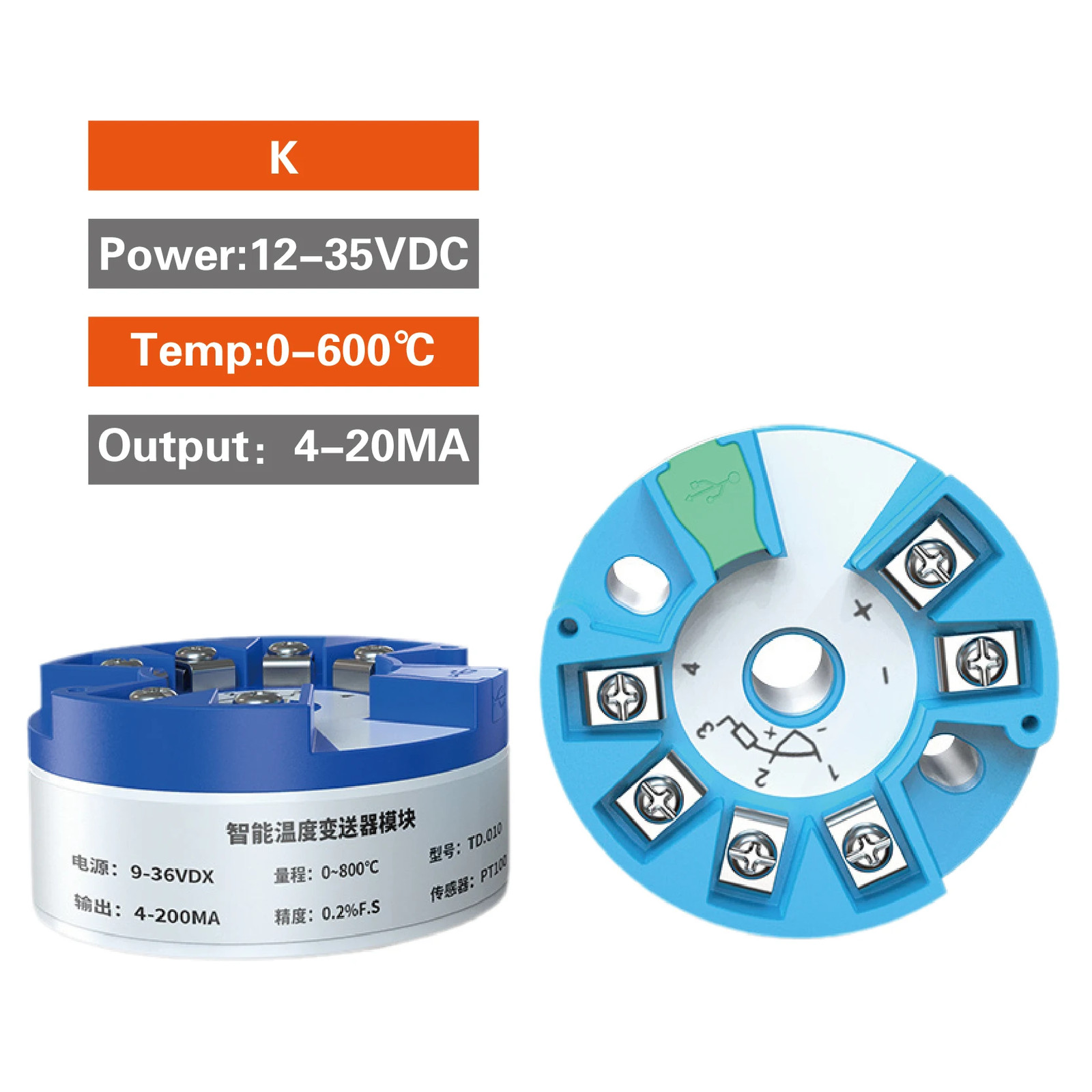Temperature Transmitter 4-20mA PT100 K Type Thermocouple Smart Digital Module
