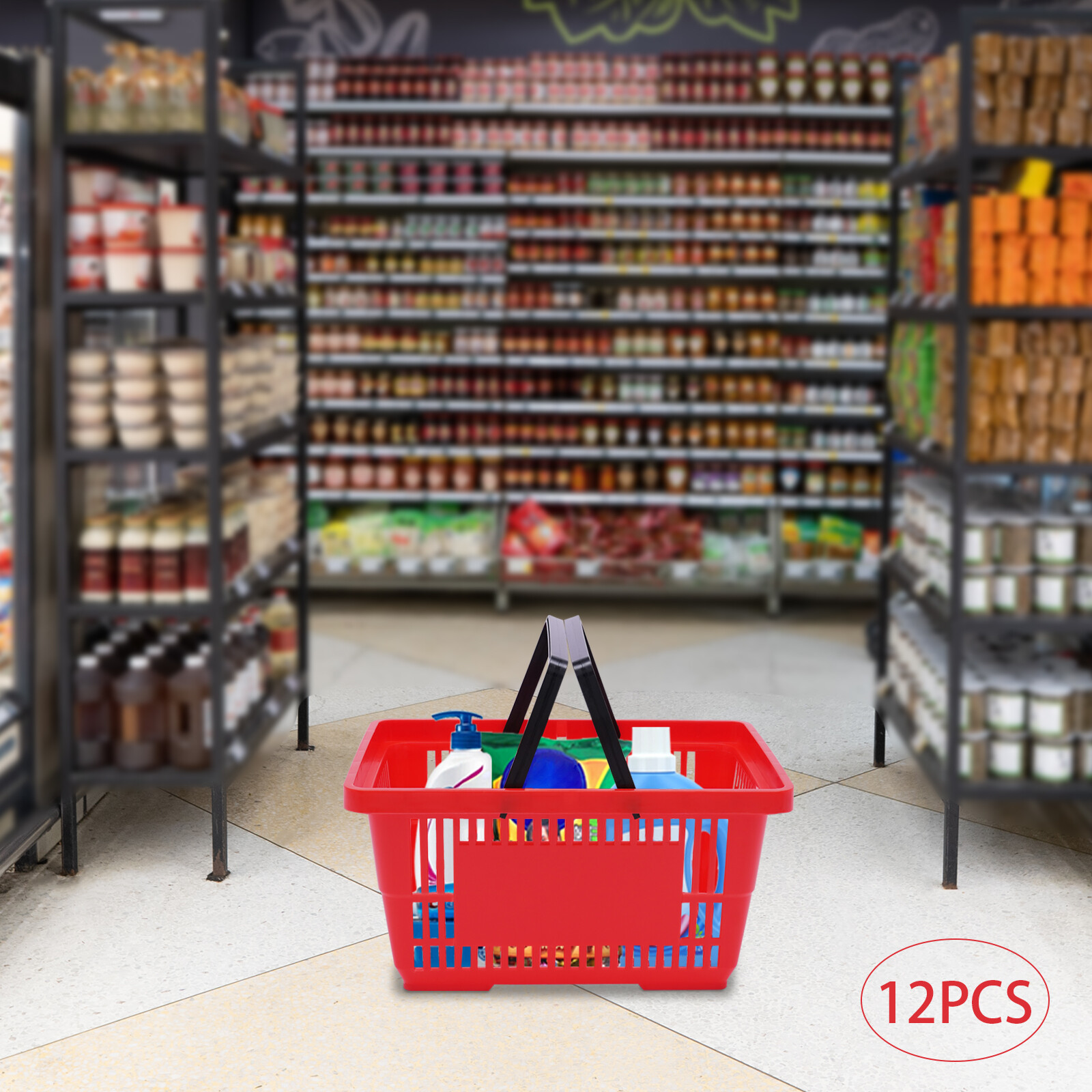 12 Handle Baskets Handheld Retail Store Shopping Grocery 18L 22lbs load-bearing