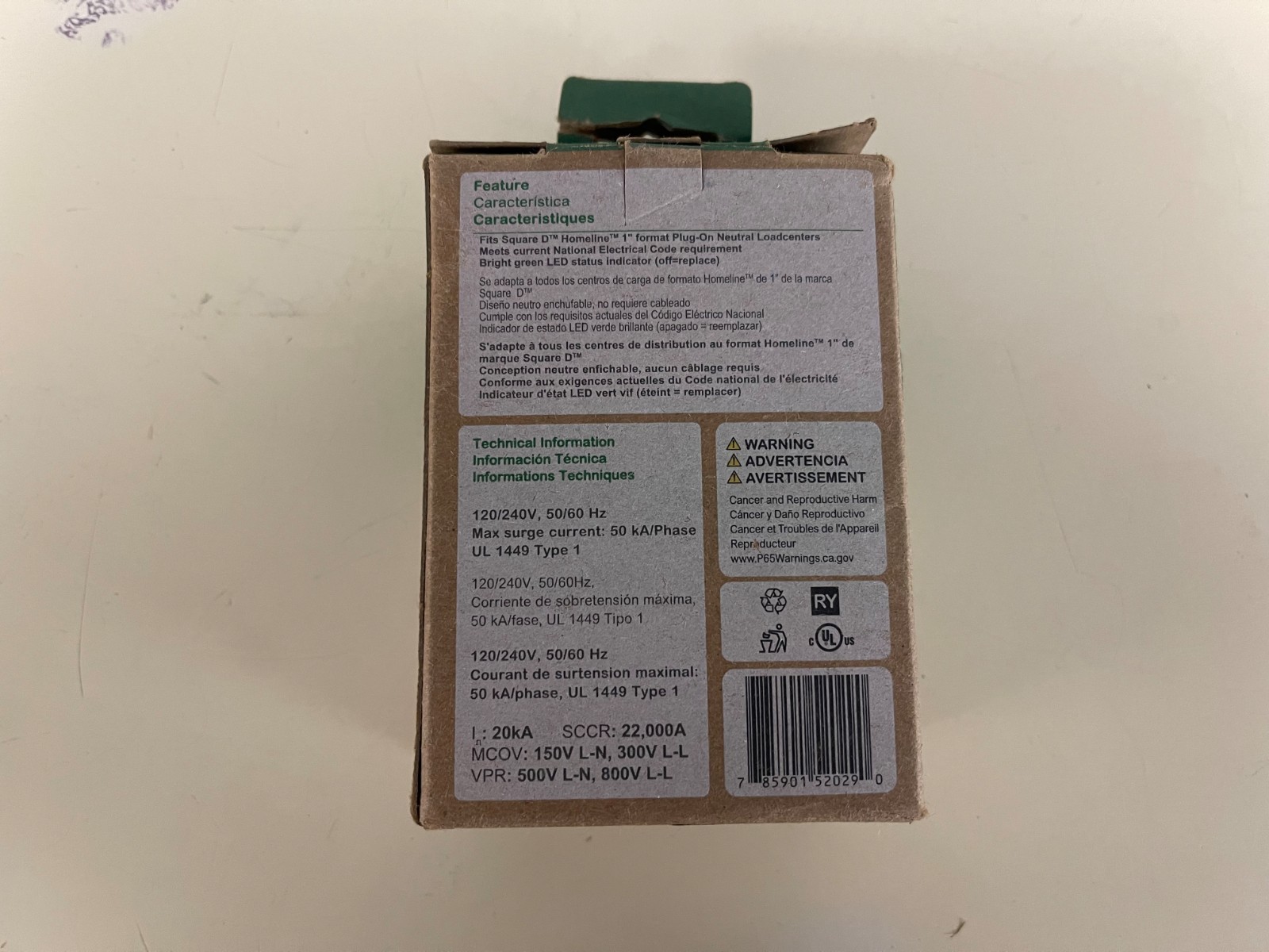 Square D HOM250PSPD Homeline Whole Home Surge Protector Device 120/240V New