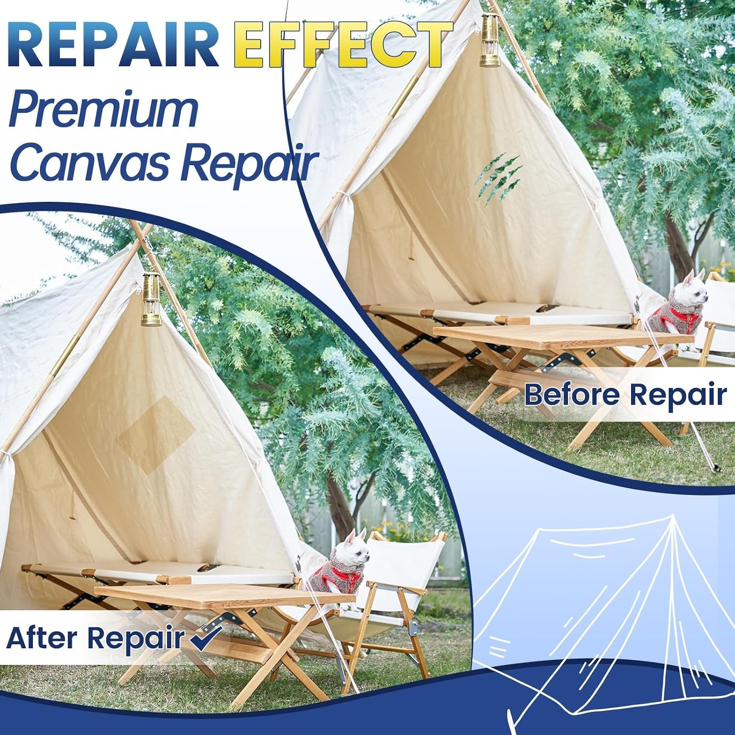 8.3″ x 11″ Waterproof Canvas Repair Patch – Perfect for Tents, Furniture & More