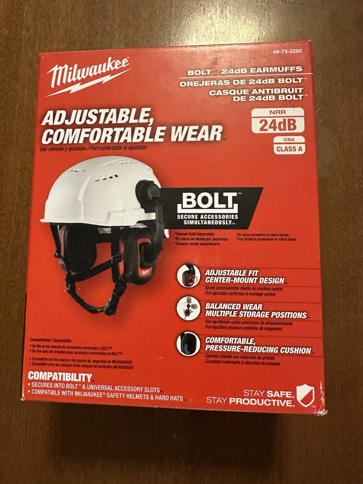 Milwaukee 48-73-3250 BOLT Earmuffs 24dB Helmet Hard Hat Hearing Protection NEW