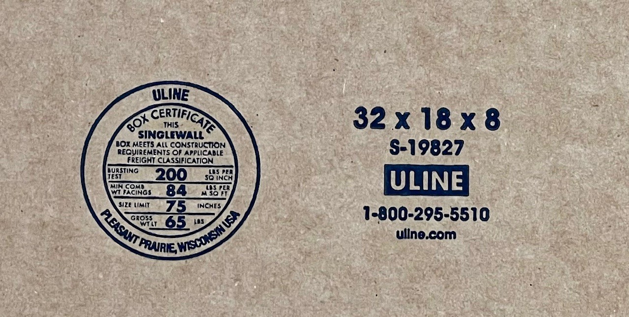 32″ x 18″ x 8″ CARDBOARD BOX – 200 lb – SINGLE BOX