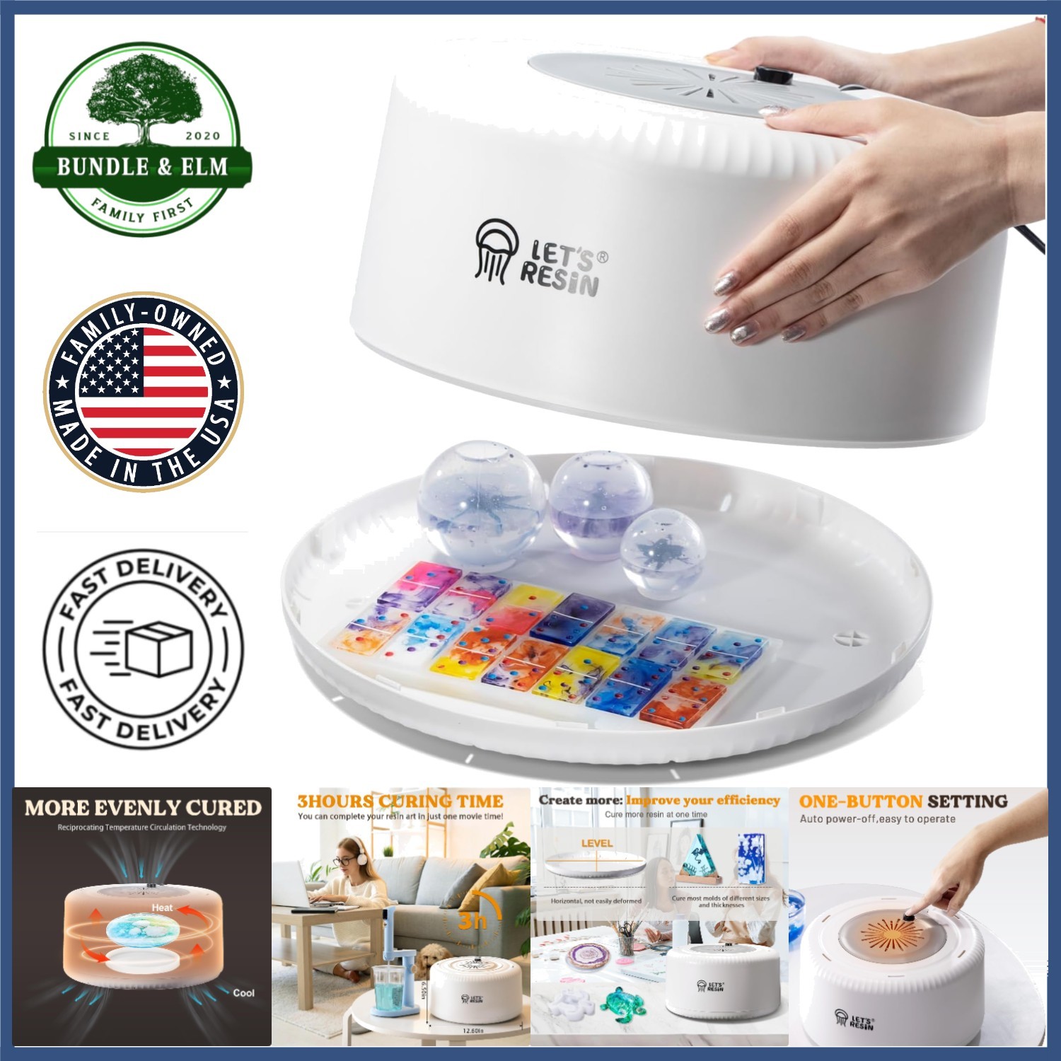 Resin Curing Machine with Large Tray for DIY Silicone Molds & Fast Drying