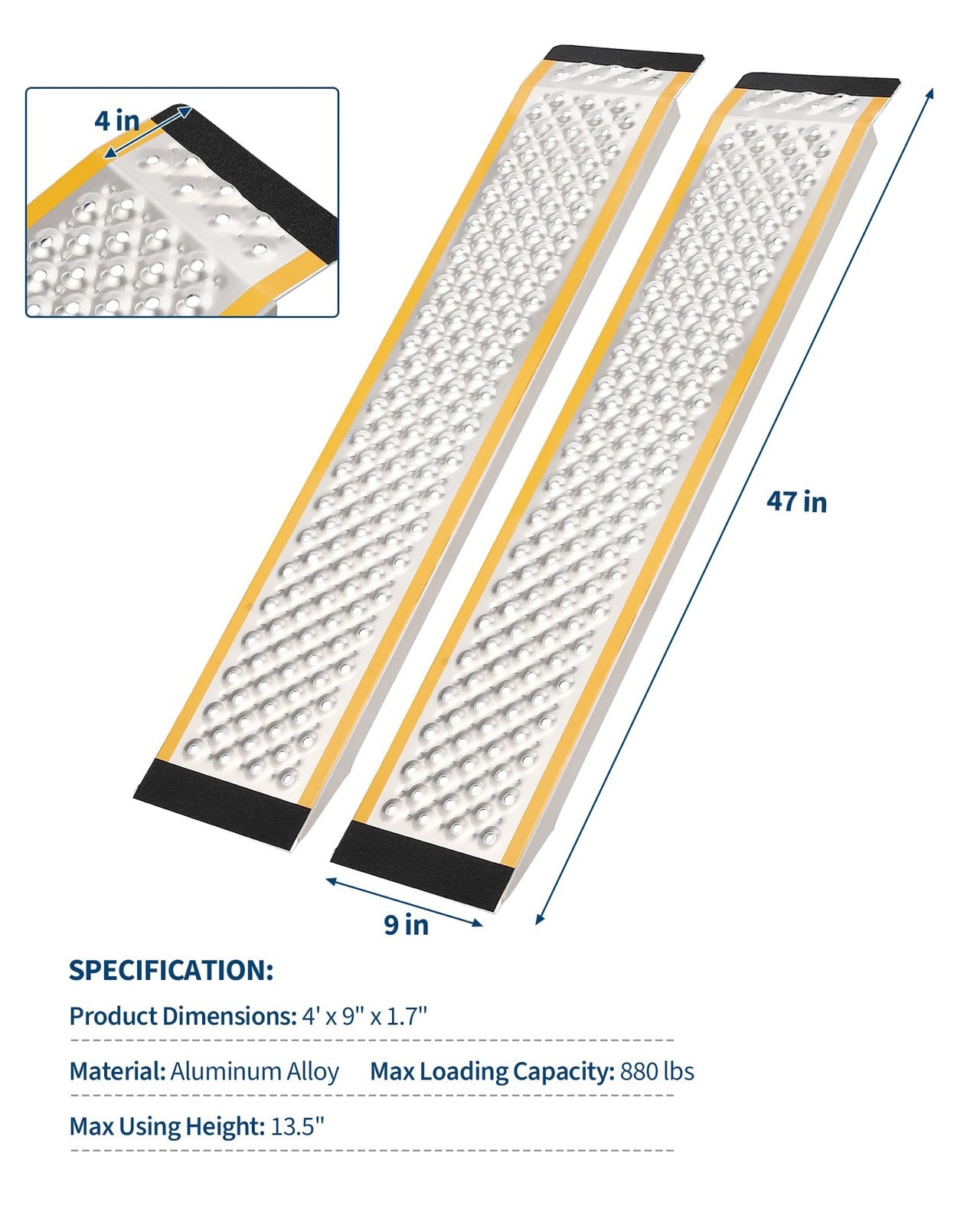 800 Lbs Weight Limit Spec Applies To Loading Ramps, 4FT Two-Pack Aluminum Shed R