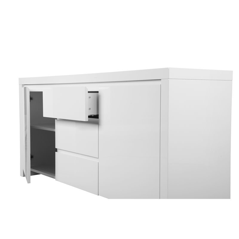 Pangea Home Bowa Modern High Gloss Lacquer Wood Buffet in White