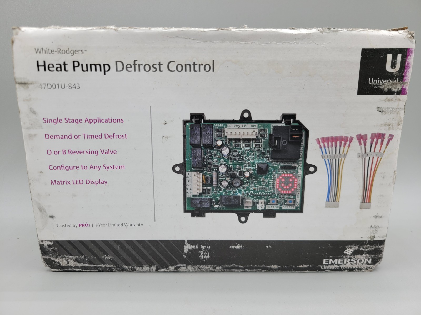 New Heat Pump Defrost Control Board White Rodgers 47D01U-843