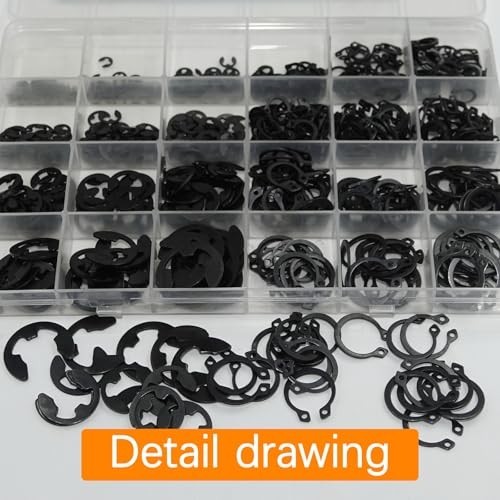900Pcs C Clips Assortment (M5-M16) and E Black Size:900Pcs