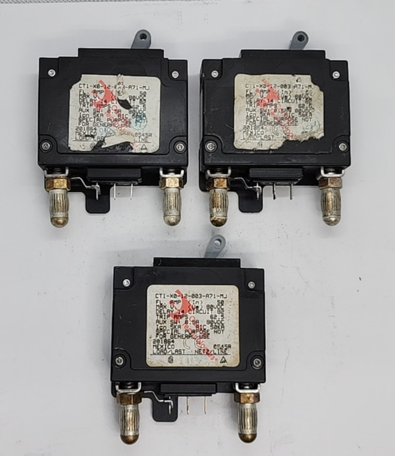 3x CARLING CTI-X0-12-003-A71-MJ 50A 80V BULLET STYLE CIRCUIT BREAKER[MG6-4]