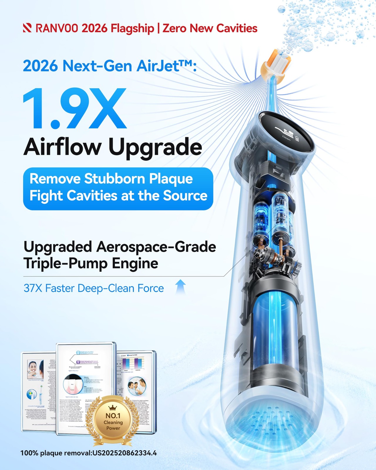 AirJet X3 Enamel [Powerful Anti-Cavity] [Max Interdental Clean] Toothbrush, O…