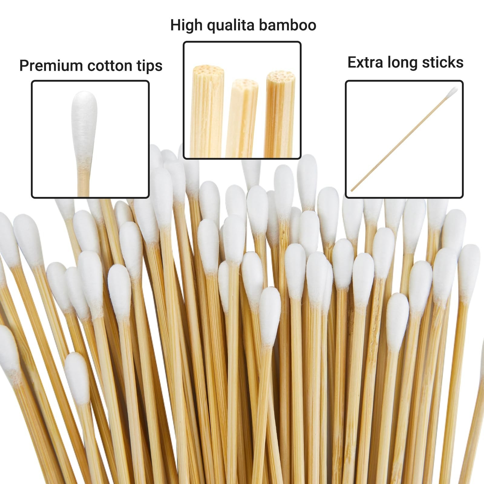 500/1000 Count 6” Long Round/Pointed Cotton Swabs Durable Stem, Lint- Free G…