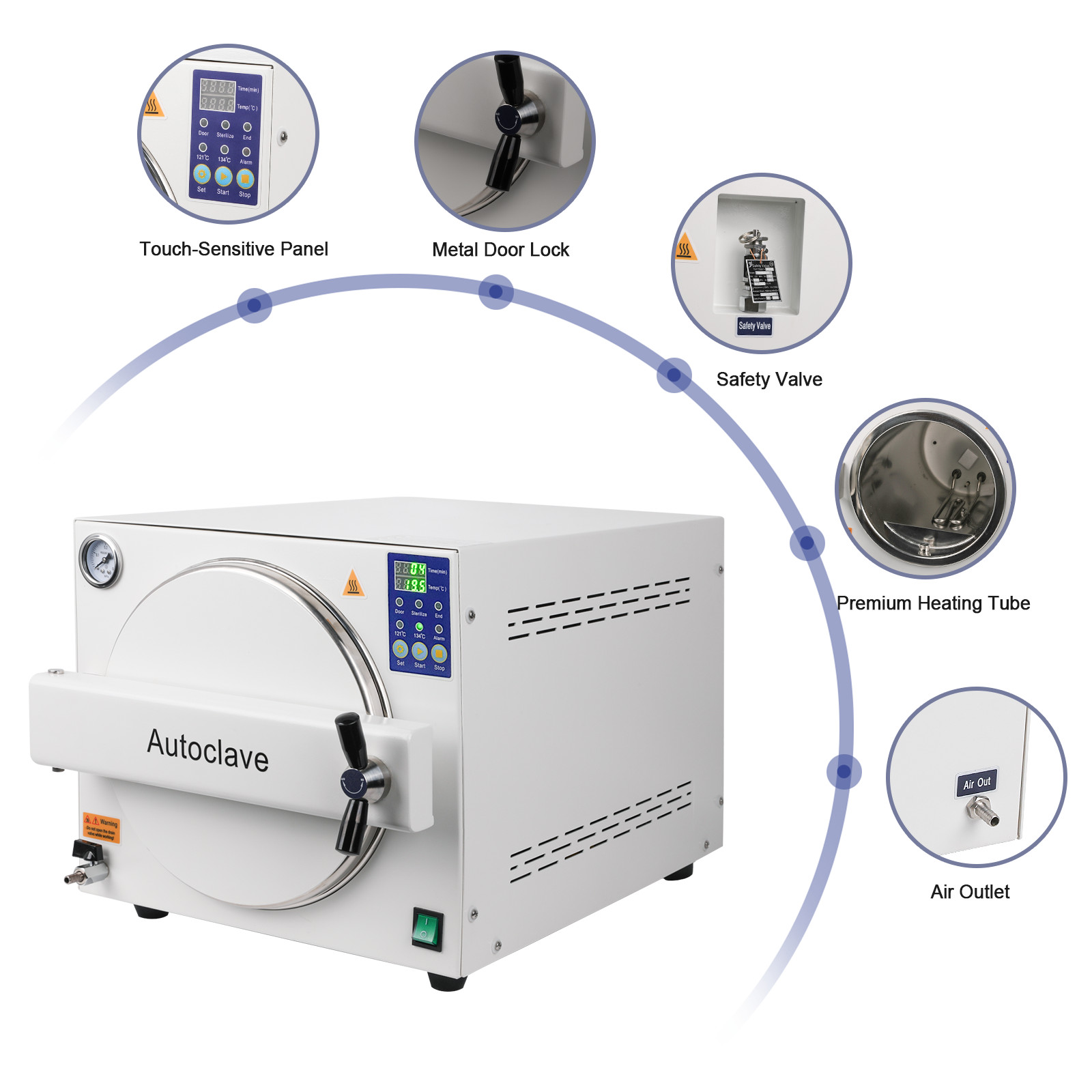 23L Dental Autoclave Steam Sterilizer 250℉&273℉ Stainless Steel 304 Medical