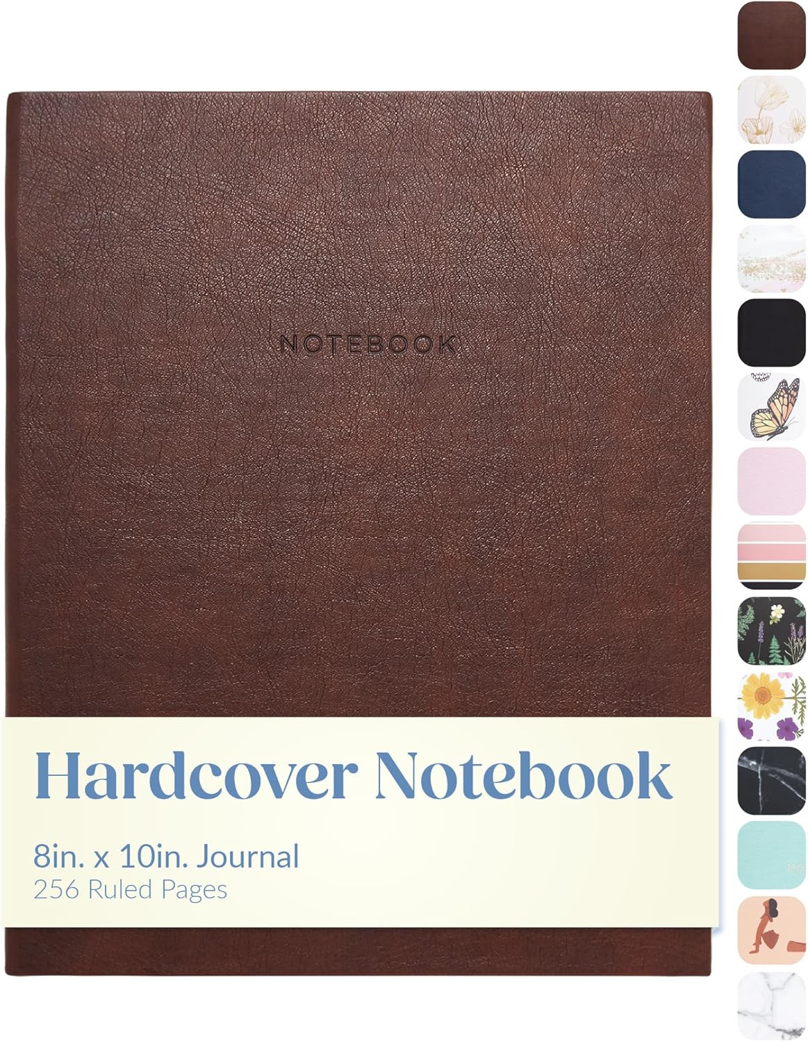 WORLD TRAVELER Large Lined Journal Notebook 256 Ruled White & Ivory Pages | Lay-