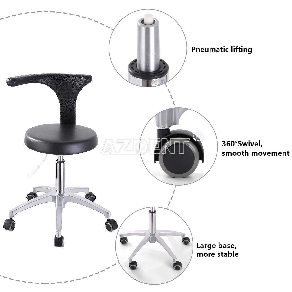 Silla móvil ajustable Dental dentista Doctor asistente taburepu cuero