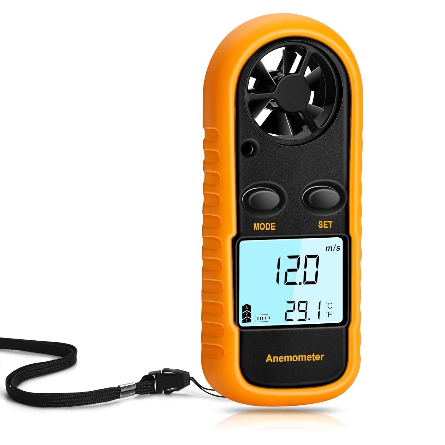Anemometer Handheld, Light Weight Digital Wind Speed Meter, Wind Speed Temper