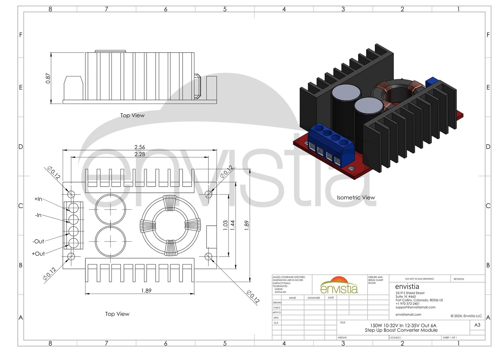 150W DC-DC Step Up Converter 12-32V in to 12-35V Out Adjustable Multicolor