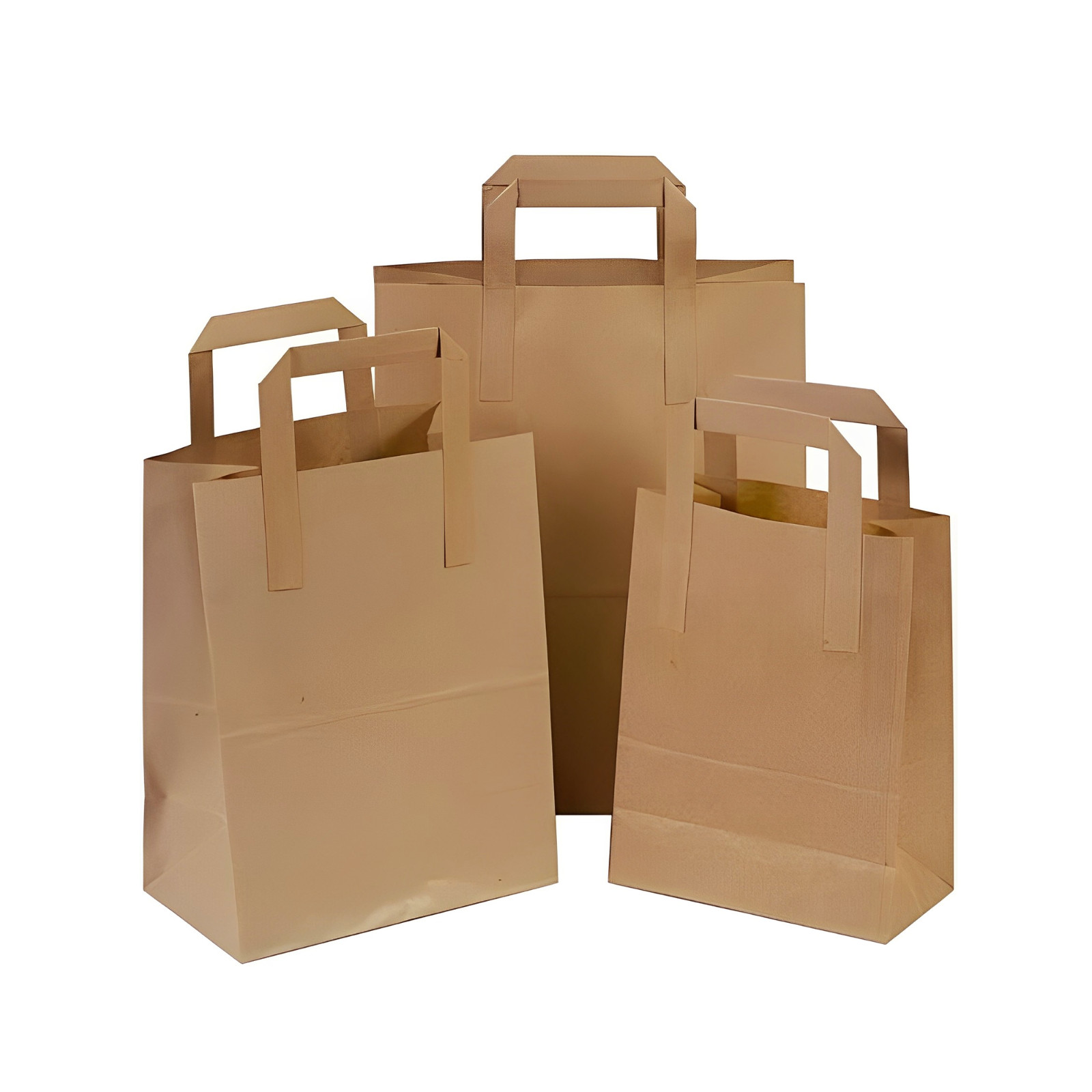 Brown & White Kraft Paper Bags with Handles SOS Food Carrier Takeaway Party Bags