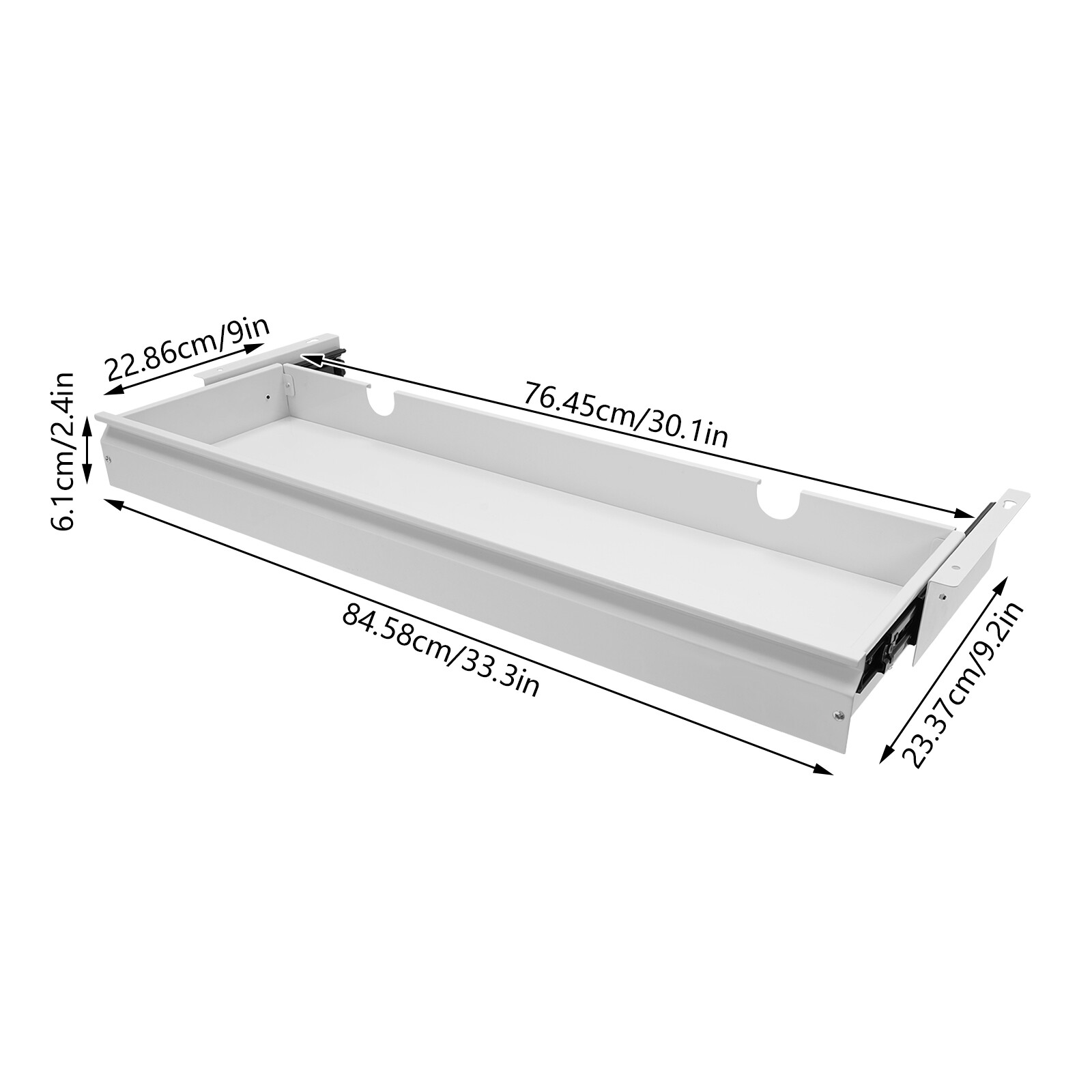 33in White Space Saver Sliding Under Desk Storage Drawer Pull-out Drawer White.